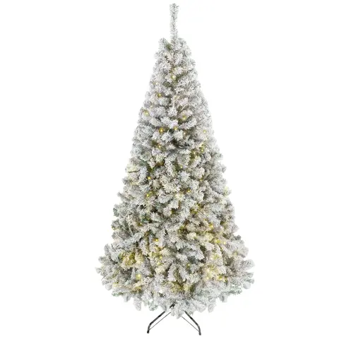 HOMCOM 7.5ft Flocked Prelit Christmas Tree Fraser Fir with 1189 Branch Tips