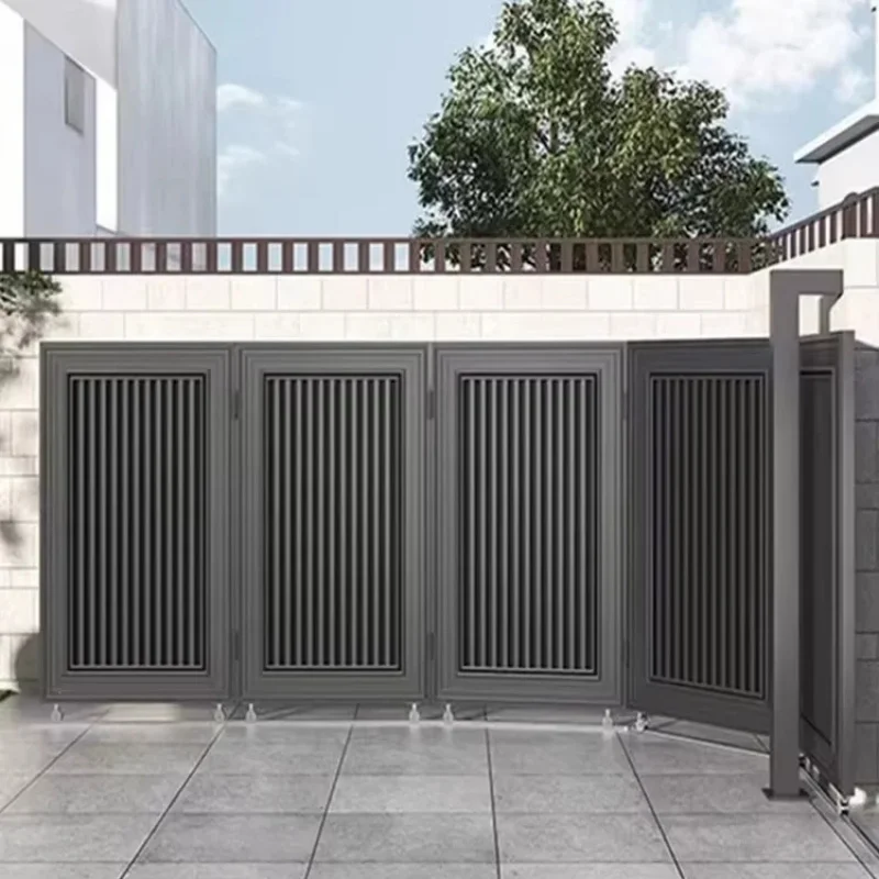 High quality automatic sliding fence driveway modern aluminum steering door