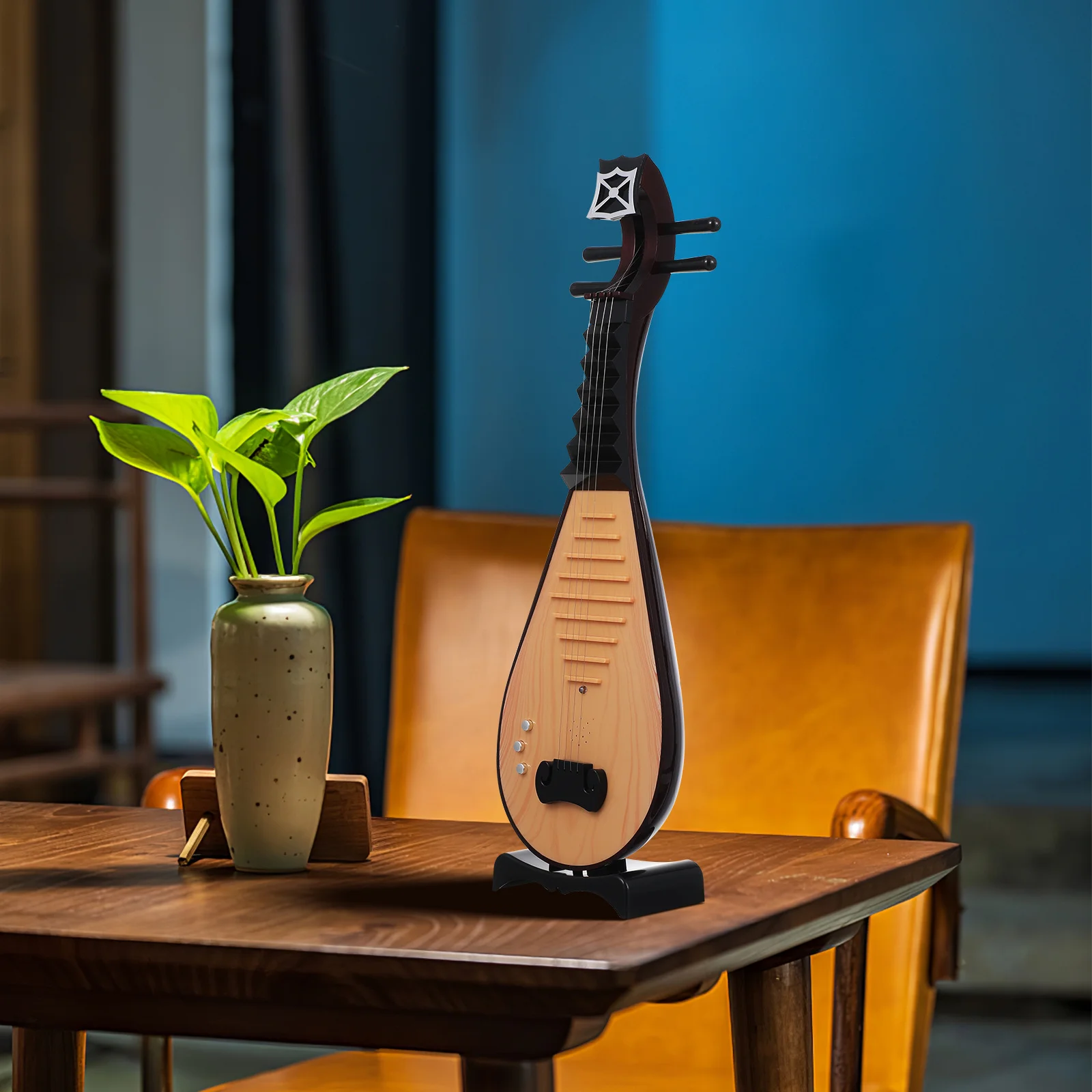 

1Pcs Chinese Lute Prop Durable Plastic Vintage Style Instrument Decoration Photo Prop for Ancient Style Chinese Lute