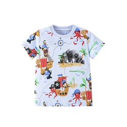 Jumping Meters 2-7T Boys Girls Kids T Shirts With Animals Short Sleeve Summer Baby Clothes Fashion Baby Shirts Tops Kids Wear