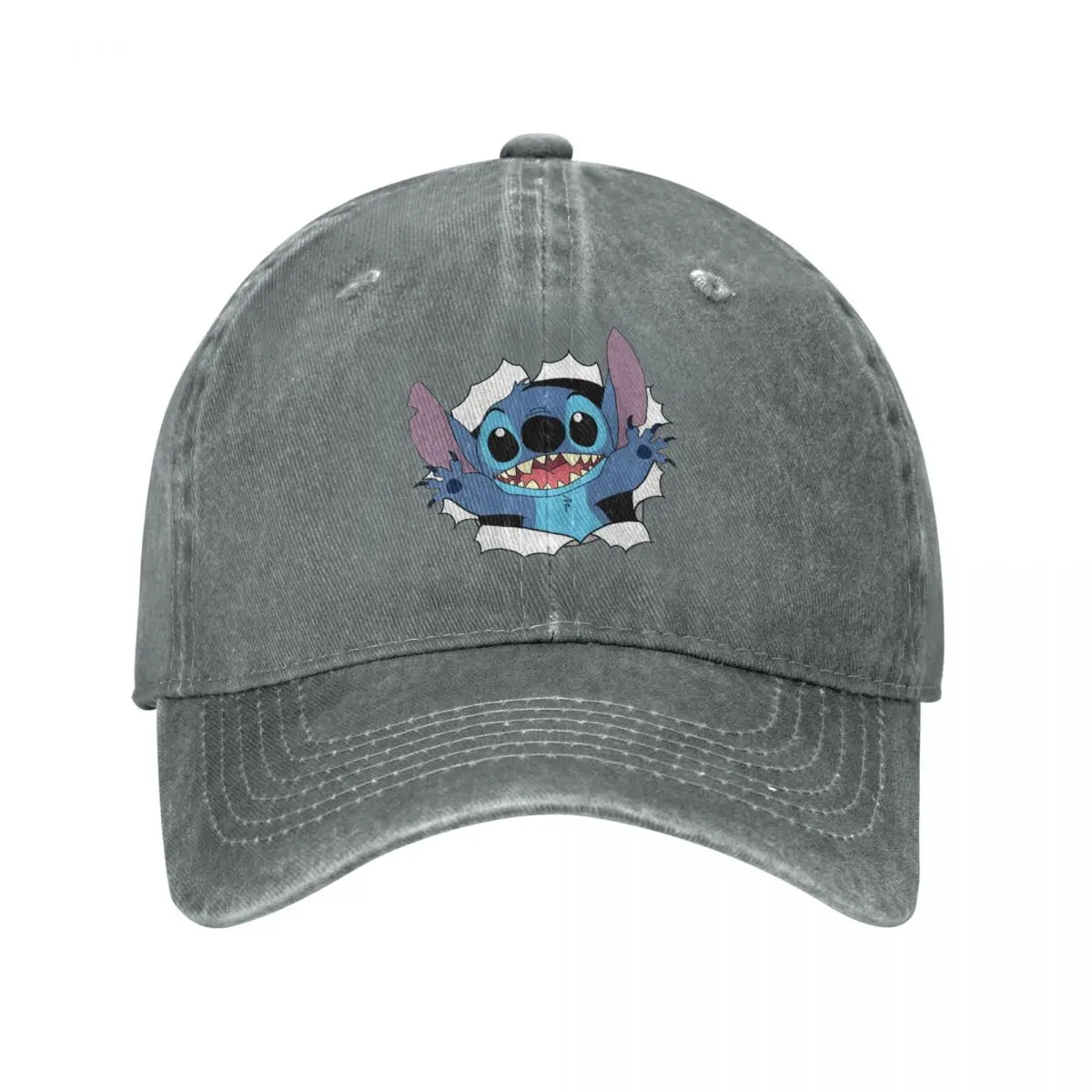 Pure Color Dad Hats Hello Women's Hat Sun Visor Baseball Caps Disney Lilo & Stitch Cartoon Film Peaked Cap