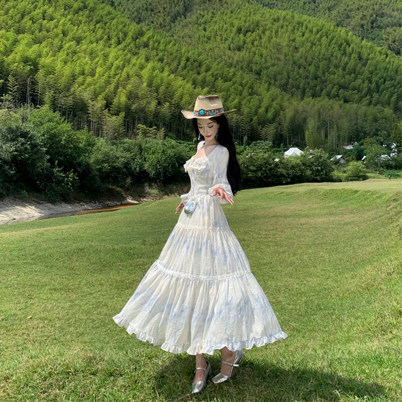 الرجعية ساحة طوق طويل Sve الدكتور المرأة البراري Vaion الحلو Sle الأزهار تنورة الخصر الداخلية التخسيس ماكسي الدكتور