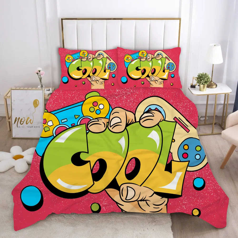 

Gamepad Duvet Cover Set Full Size Colorful Video Game Control Button Zone Comforter Cover Gamer Player Joystick Twin Bedding Set