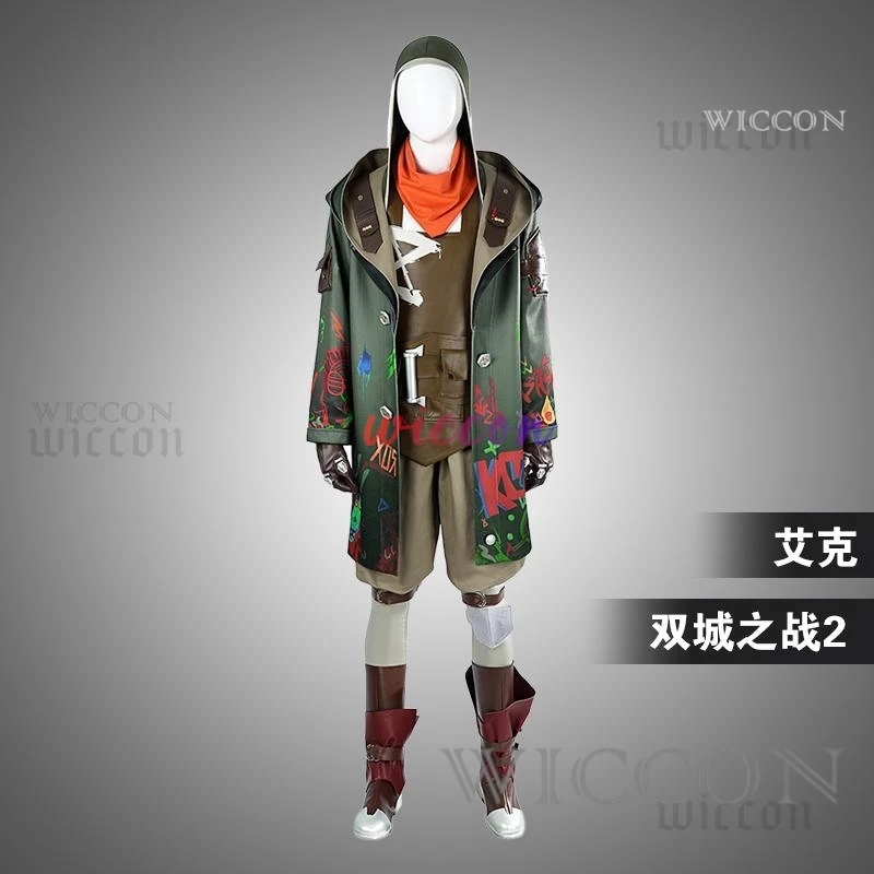 Ekko Cosplay Cpstume LOL Arcane Season 2 Cosplay Costume Mask Handsome Jacket Vest Coat Gloves Uniform Halloween Party Set