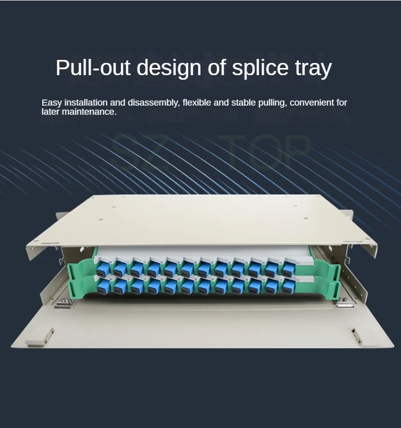 	 Fiber Optic Distribution Frame, Rack Mount Type Fiber Patch Panel, Pigtail DIY, 24 Core, ODF Chassis, SC, LC, FC, ST