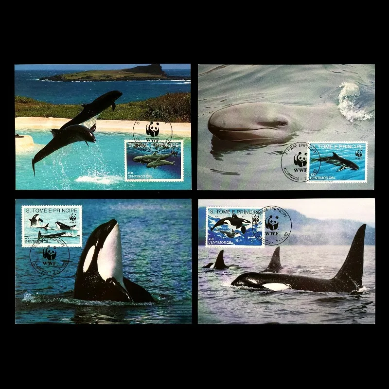 Sao Tome and Principe, 1992, Killer Whale, Post Stamp, WWF, Maximum Postcard