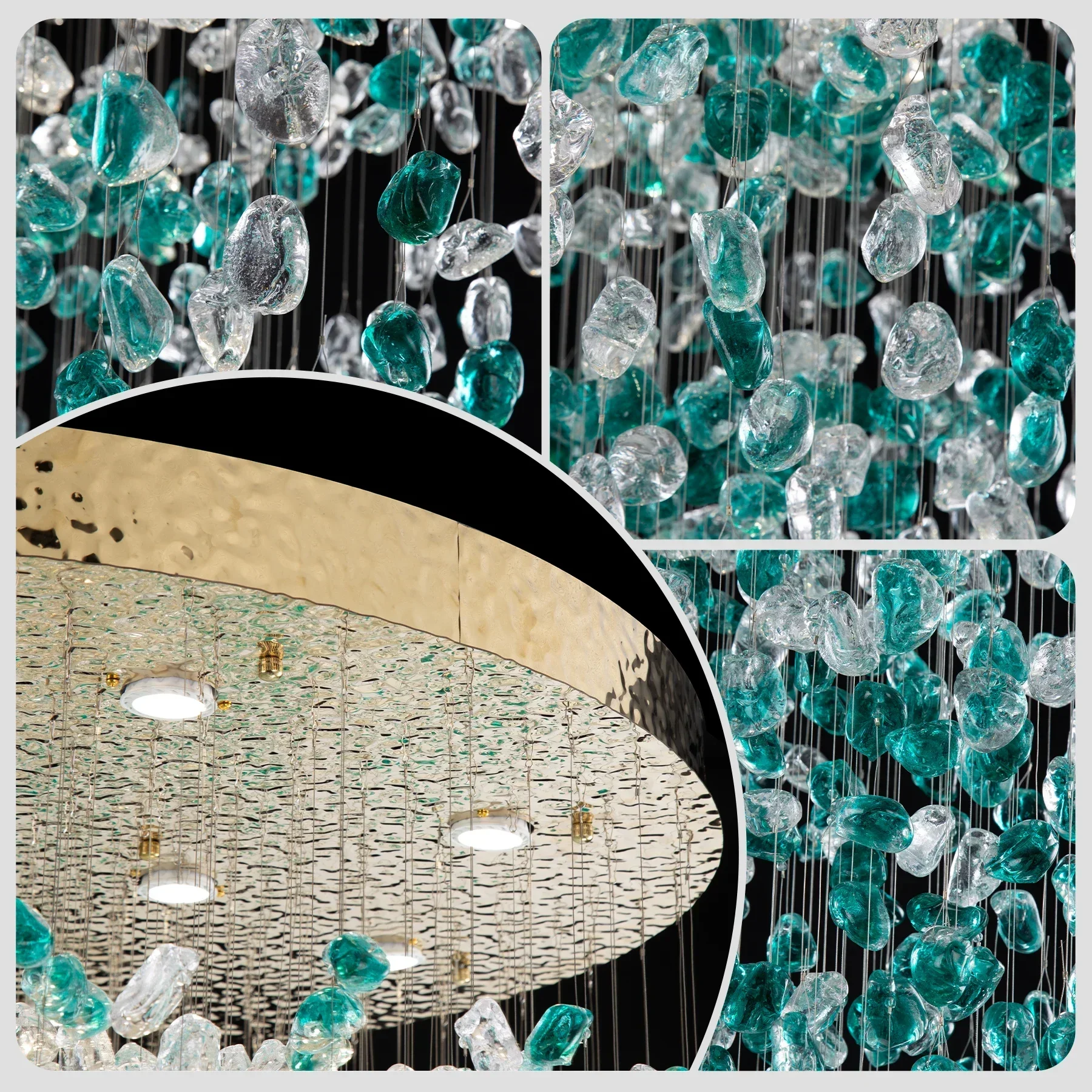 Luxury Modern Cristal Stone Hanging Chandelier For Hotel Lobby Large Crystal Chandelier For Duplex Staircase Villa Artistic Lamp