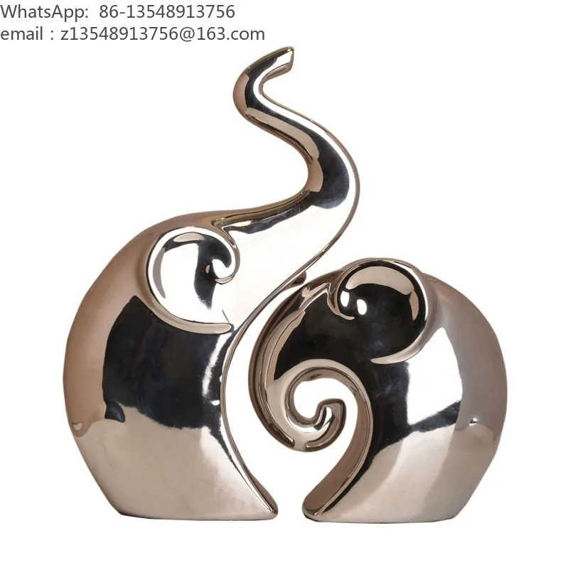 Light luxury high-end living room ornament wine cabinet jewelry ornament modern electroplated silver handicrafts