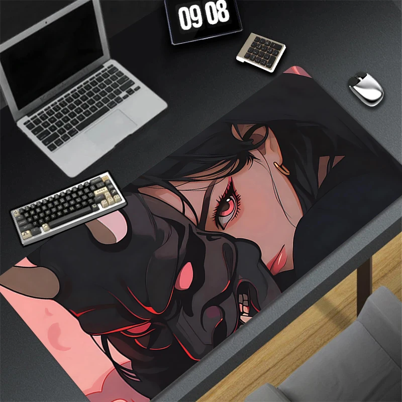 

Mouse Pad Gaming New Mousepad Office Laptop Devil Oni Mask Keyboard Pad PC Non-Slip Soft Rug Computer Anime Girl Gamer Desk Mat