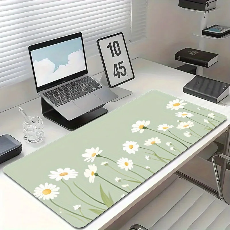 White Daisy Design Mouse Pad Large Rubber Base Anti-slip PC Desk Accessories Mousepad for Office & Gamer Keyboard Mats Decor Mat
