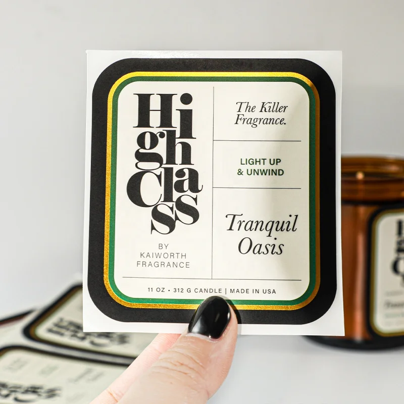 custom.Bottle Wax Custom Candle Jar Stickers Waterproof Roll Foil Candle Label Sticker Waterproof