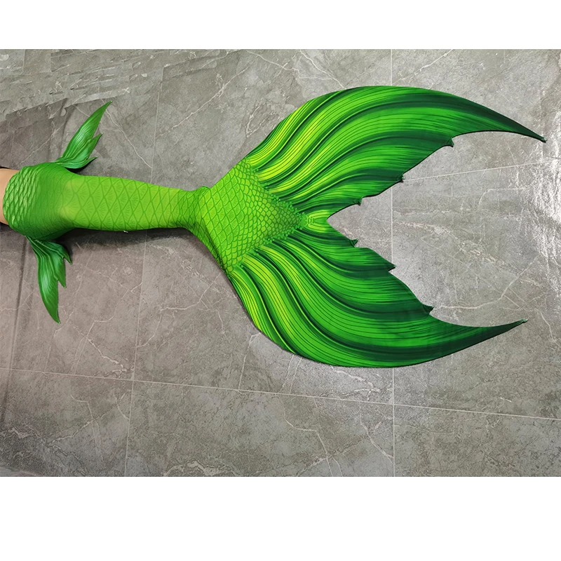 Green HD Printing Mermaid Skin Tail For Swimming and Diving Swimsuit Can Add Fin For Free Diving Model Photoshooting Beach Wear