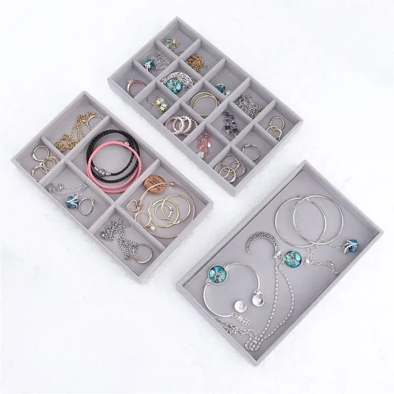 Fashion Velet Jewelry Display Organizer Box Tray Holder Ring Earring Bracelet Jewelry Storage Case  Casket Gift Box