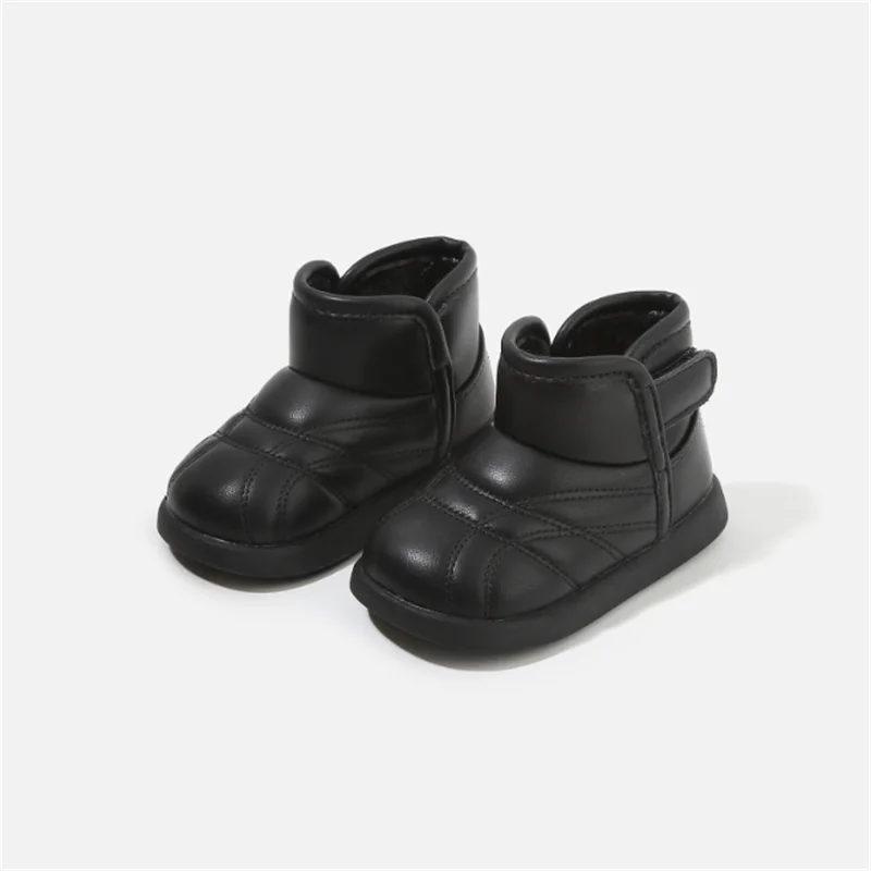 2025 New Winter Baby Snow Boots Leather Warm Plush Waterproof Shoes for Boys Kids Fashion Toddler Girls Shoes Cotton EU 16-26