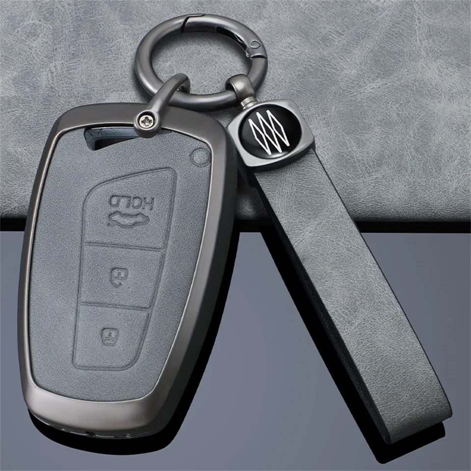 Car Key Case Cover For Hyundai Grand Santa Fe IX45 GENESIS EQUUS AZERA 2013 2014 2015 2016 Accessories Carbon fiber Keychain