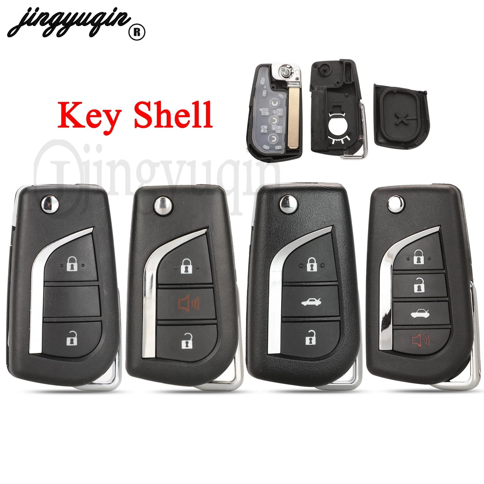 

jingyuqin 2/3/4 Buttons For Toyota Levin Camry Reiz Highlander Corolla RAV4 Before Flip Remote Key Shell Toy43 Toy48 VA2 Blade