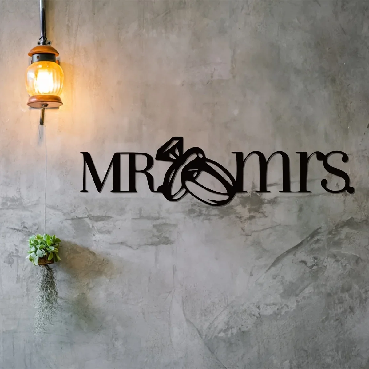 pc Mr And Mrs Sign With Wedding Rings Metal Master Bedroom Decor Wedding Gift Husband And Wife Anniversary Home Plaque