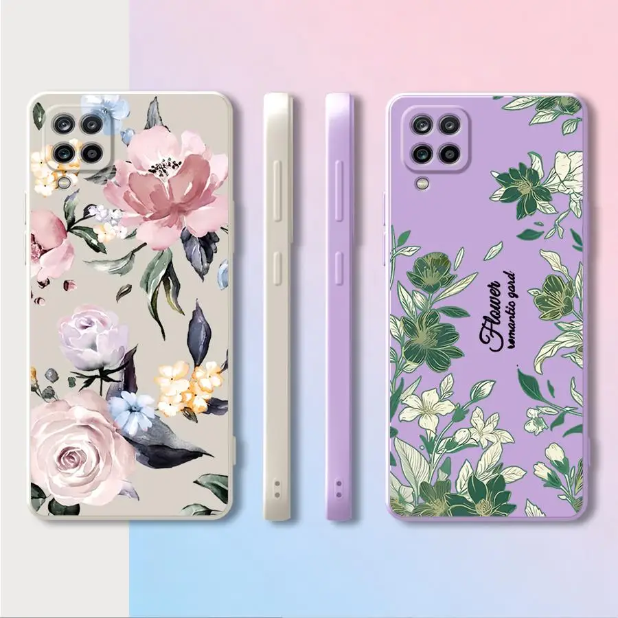Case for Samsung Galaxy A02s A53 A30s A03 A20s A05 A71 A73 A06 A04 A50 A56 Phone Cover Vintage Art Flower