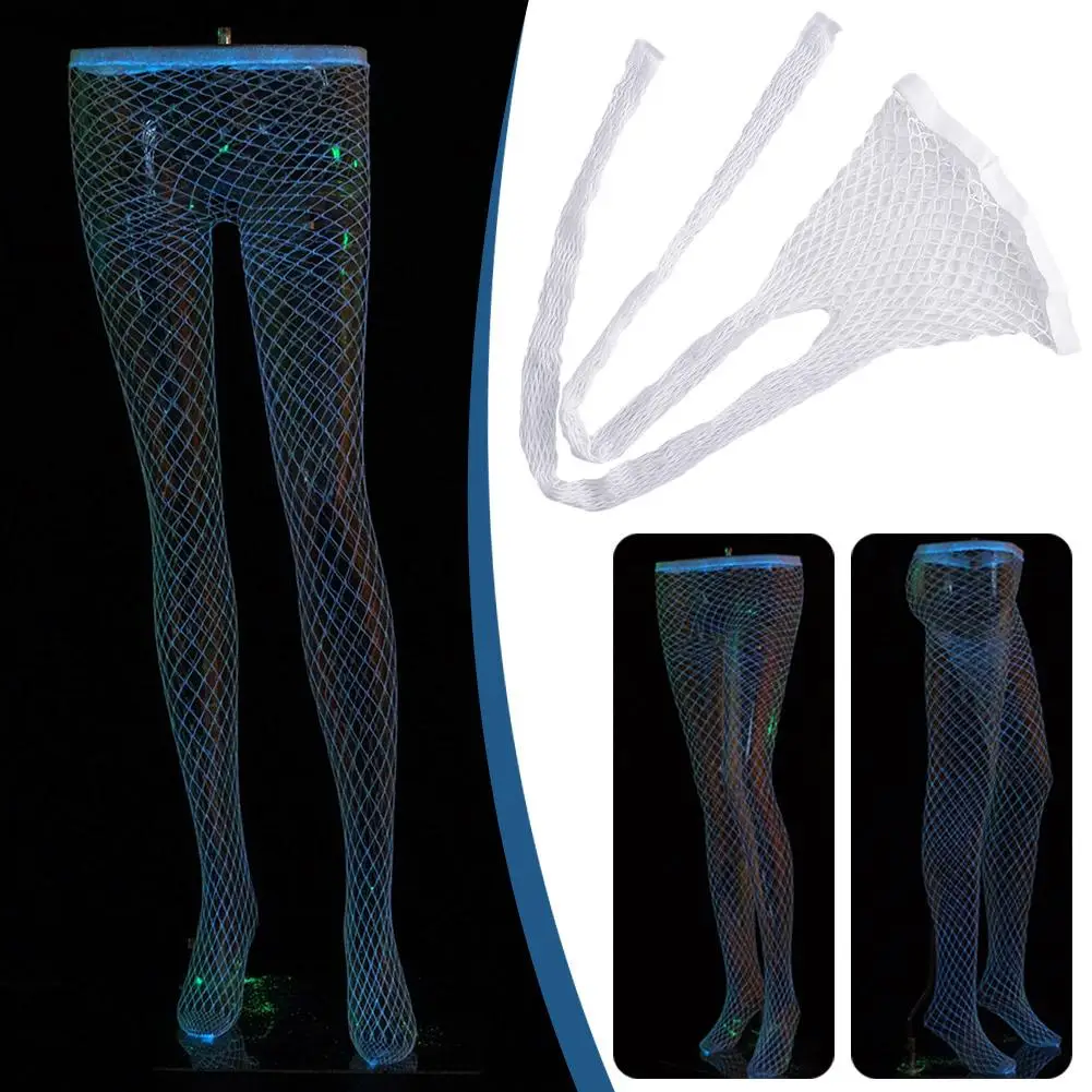 

Women's Luminous Fishnet Tights Stockings High Waist Stockings Hosiery Hollow Skinny Pantyhose Sexy Punk Out Net Tights Clu C8Y6