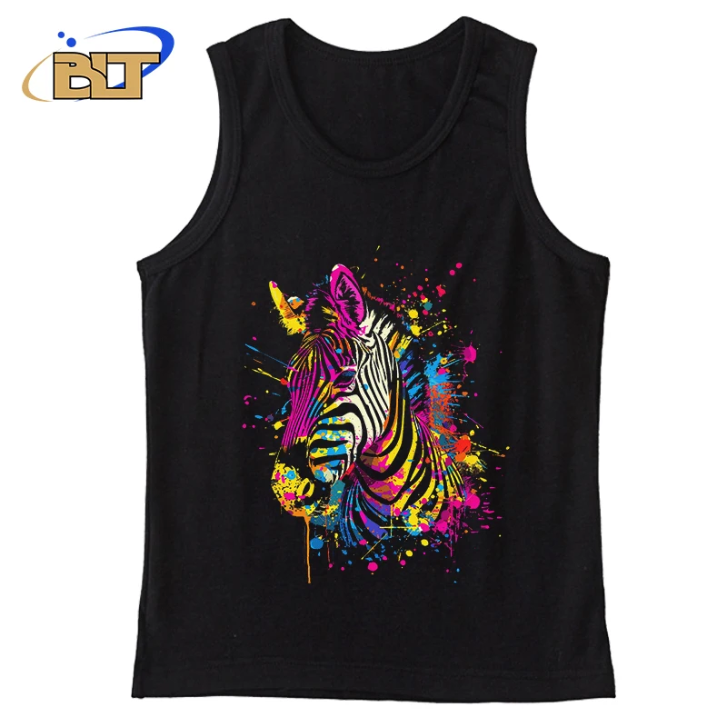 

Zebra printed children's clothing boys summer sports vest casual breathable tops personalized clothing