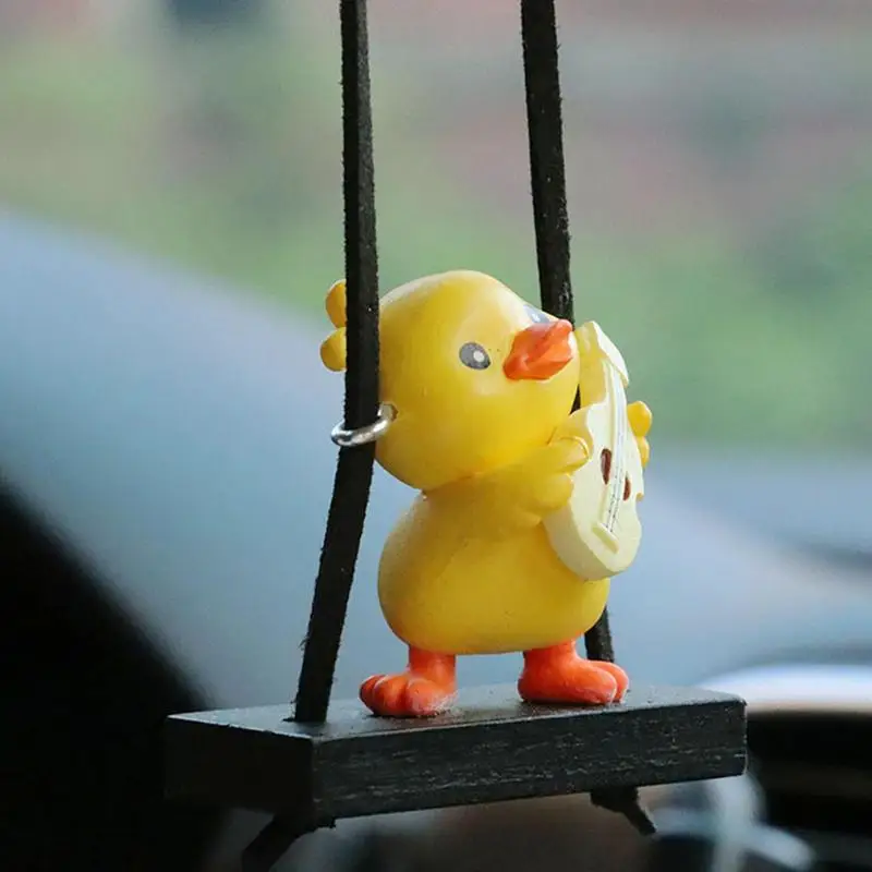 2D Cool Swing Duck Car Pendant Swinging Duck Car Hangings Ornament Cute Car Accessories Funny Raincoat Swinging Duck Car Pendant