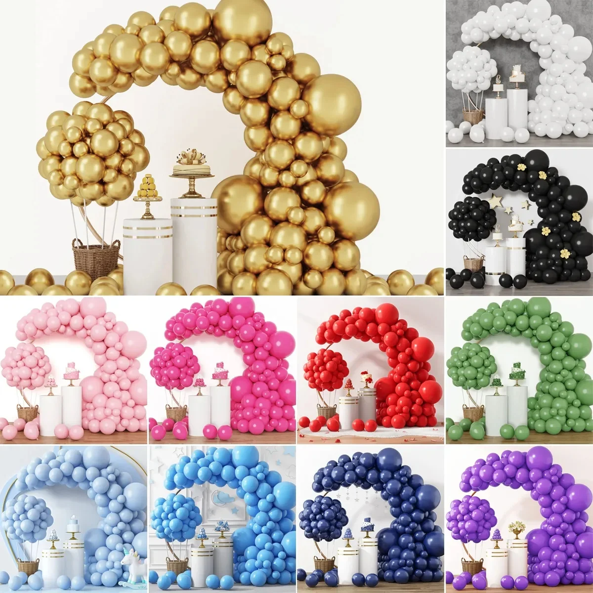 87pcs palloncini in lamina con catena a palloncino in lattice tinta unita decorazione per feste di compleanno arco per ragazzo o ragazza decorazione