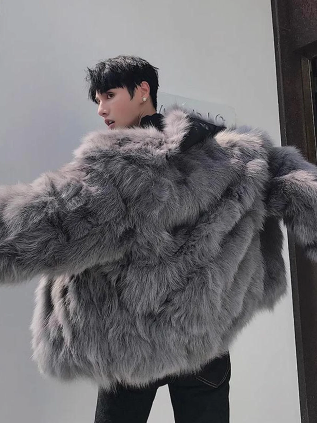 

Thiened Warmth Роскошное модное меховое пальто Легкое пышное пальто для мужчин и женщин Street Sle Модный кардиган с открытой рубашкой