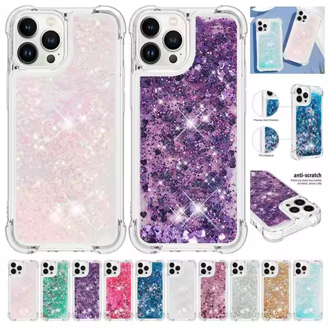 Shells S24 FE S23+ Phone Case for Samsung Galaxy S23FE S22+ Plus S21+ S20 Note 20 Ultra S21FE Coque Sequined Quicksand Case Etui