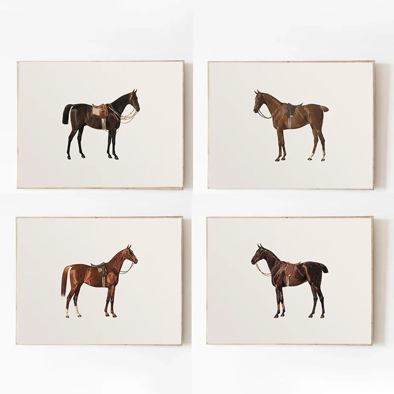 1pc frameless Canvas Painting Vintage Simplicity Antique Equestrian Horse Rider Noble Horse Art Poster Canvas Painting Wall Prin