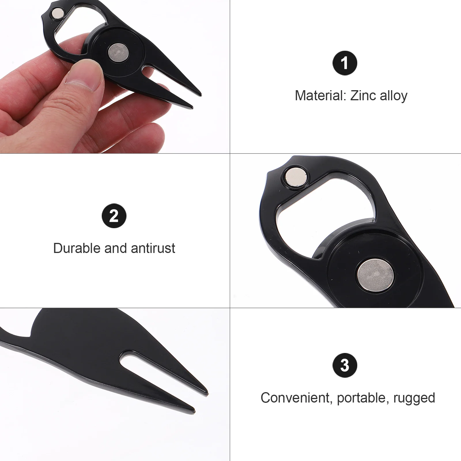 

Golf Fork Divot Repair Tool Zinc Alloy Durable Golfs Ball Line Marker Multipurpose Portable Solid Training Golf Supplies