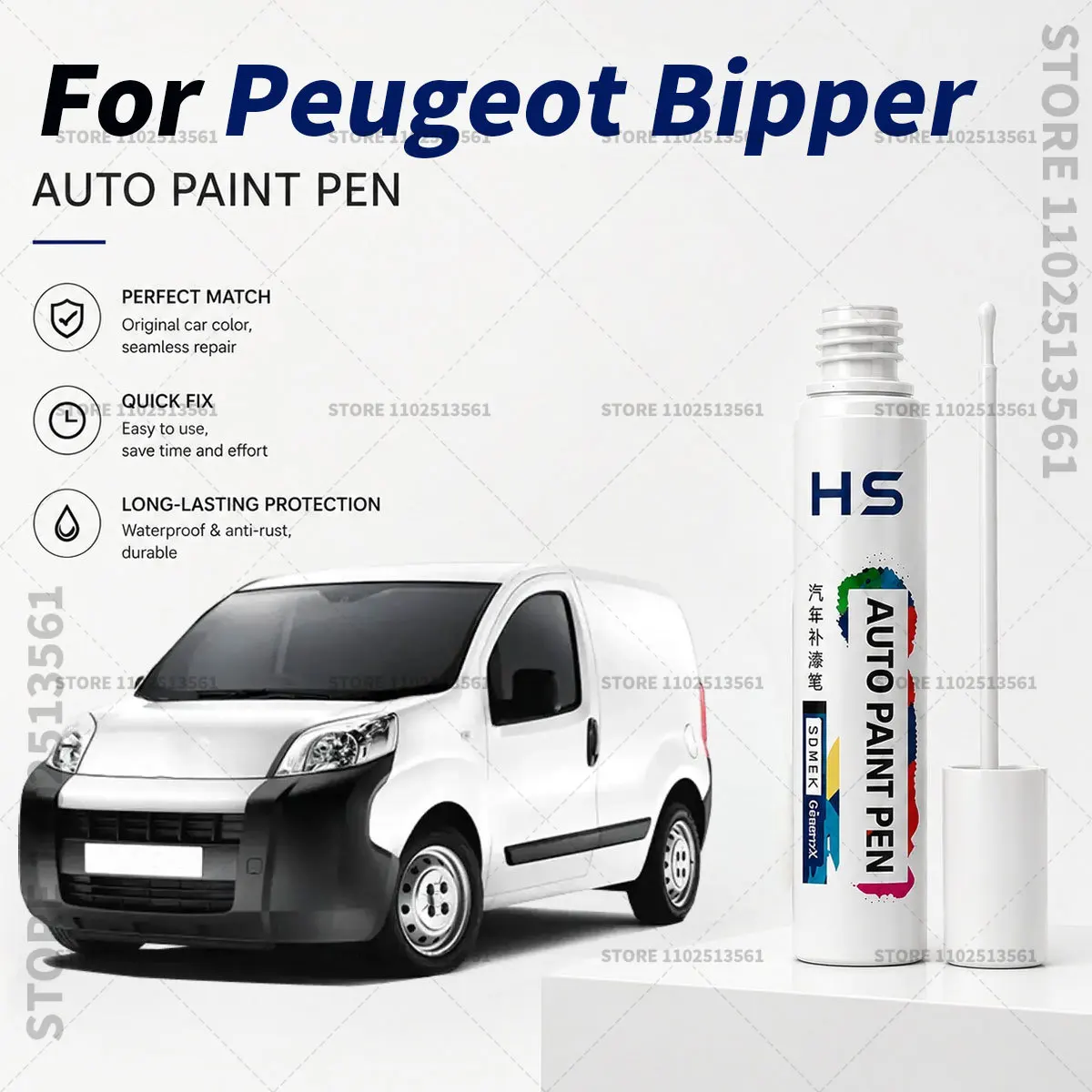 Car Touch Up Paint Pen Deep Scratch Repair Auto Paint Brush For Peugeot Bipper Bianca White Sicilia Red Volcano Red Grey Orange
