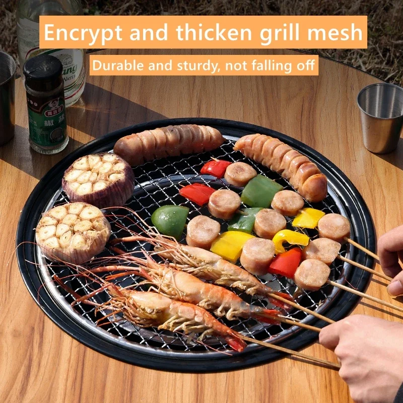 Foldable Round Table BBQ Grill Multi-Function Outdoor Charcoal Barbecue Set with Accessories Portable for Camping Picnic outdoor