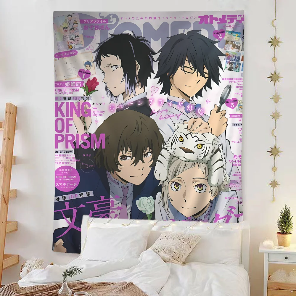 Japanese Anime Bungo Stray Dogs Colorful Tapestry Wall Hanging Hanging Tarot Hippie Wall Rugs Dorm Wall Art Decor