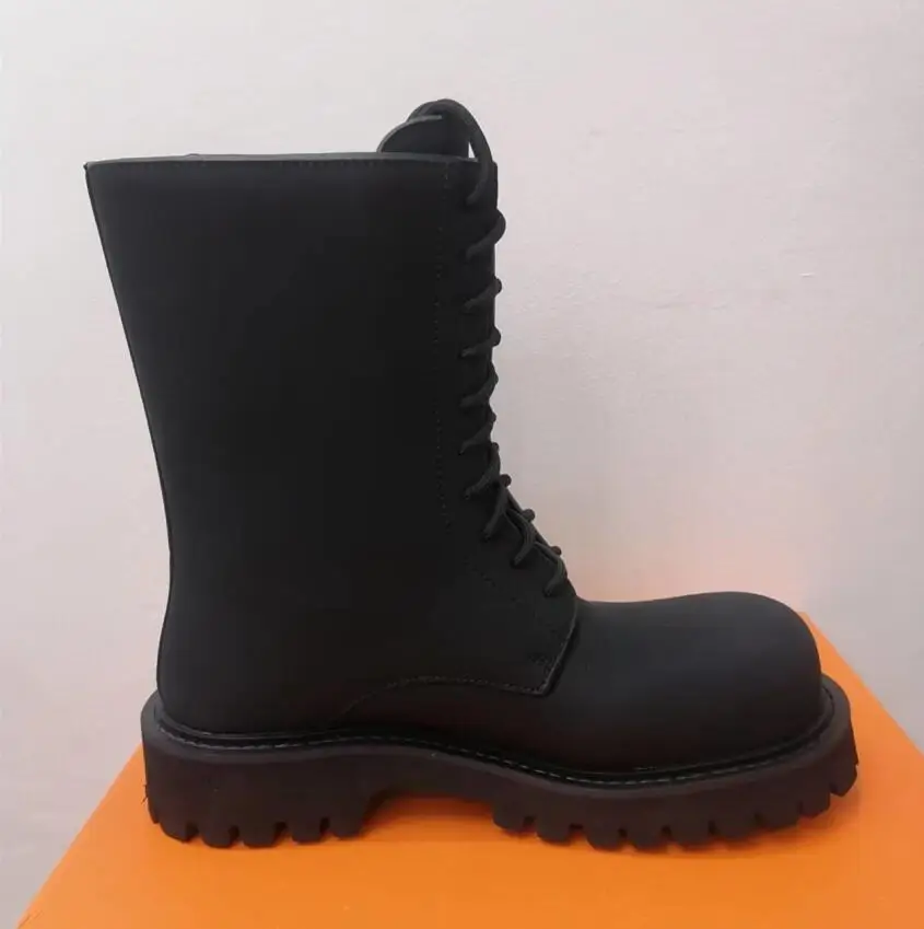 جولة اصبع القدم رجل التمهيد القصير أزياء الدانتيل يصل الرجال ديربي أحذية التمهيد الأسود #3