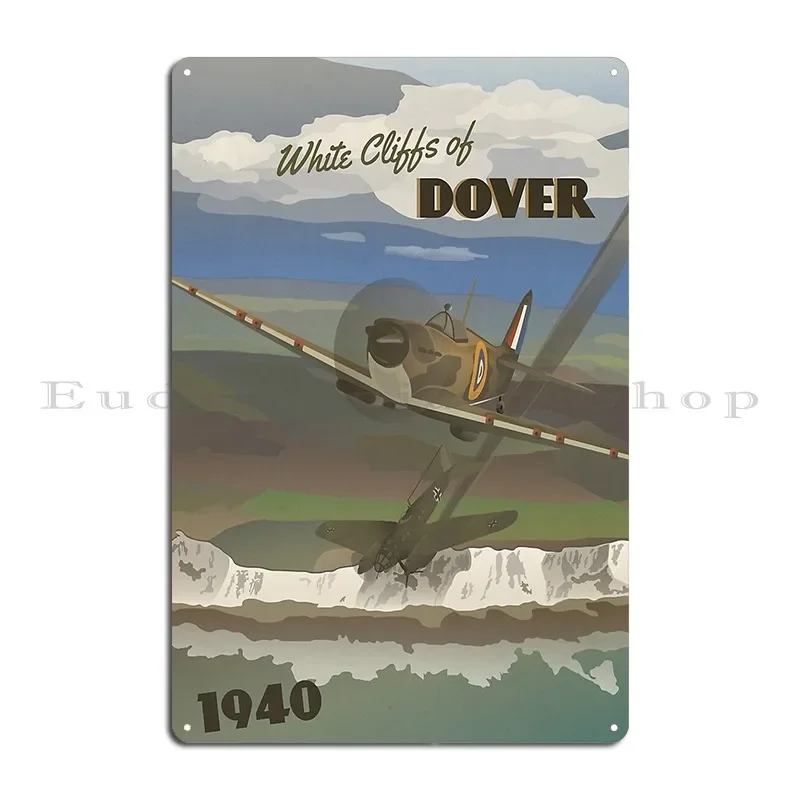 Póster de viaje de Dover Cliffs 1940 Battle Of Britain, placas de letrero de Metal, placas personalizadas divertidas, Mural de pared, cartel de estaño
