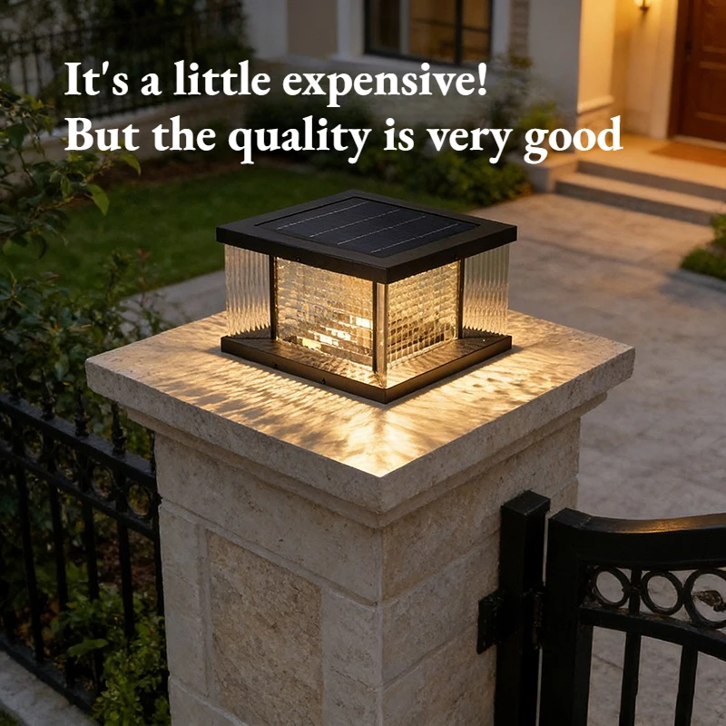 Outdoor Solar Powered Gate Post Light Rainproof Landscape Pillar Lamp For Backyard Garden Villa Entrance