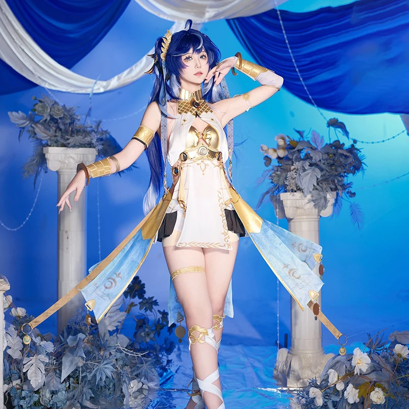 

Game Wuthering Waves Iuno Cosplay Costume Full Set ‌‌‌Blue Double Ponytail Headwear Event Party Women Carnival Outfits