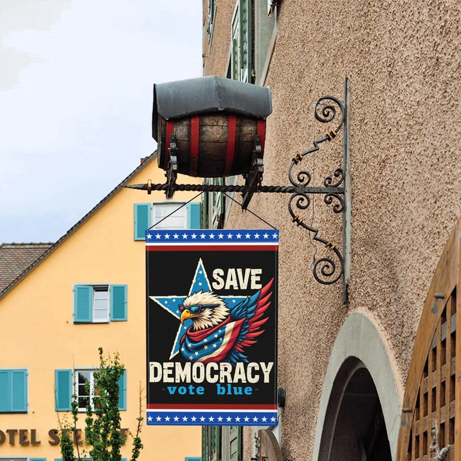 Save Democracy Vote Blue Flag 12x18 American Patriotic Garden Flags Double Sided Burlap Yard Signs LLO LLX uui