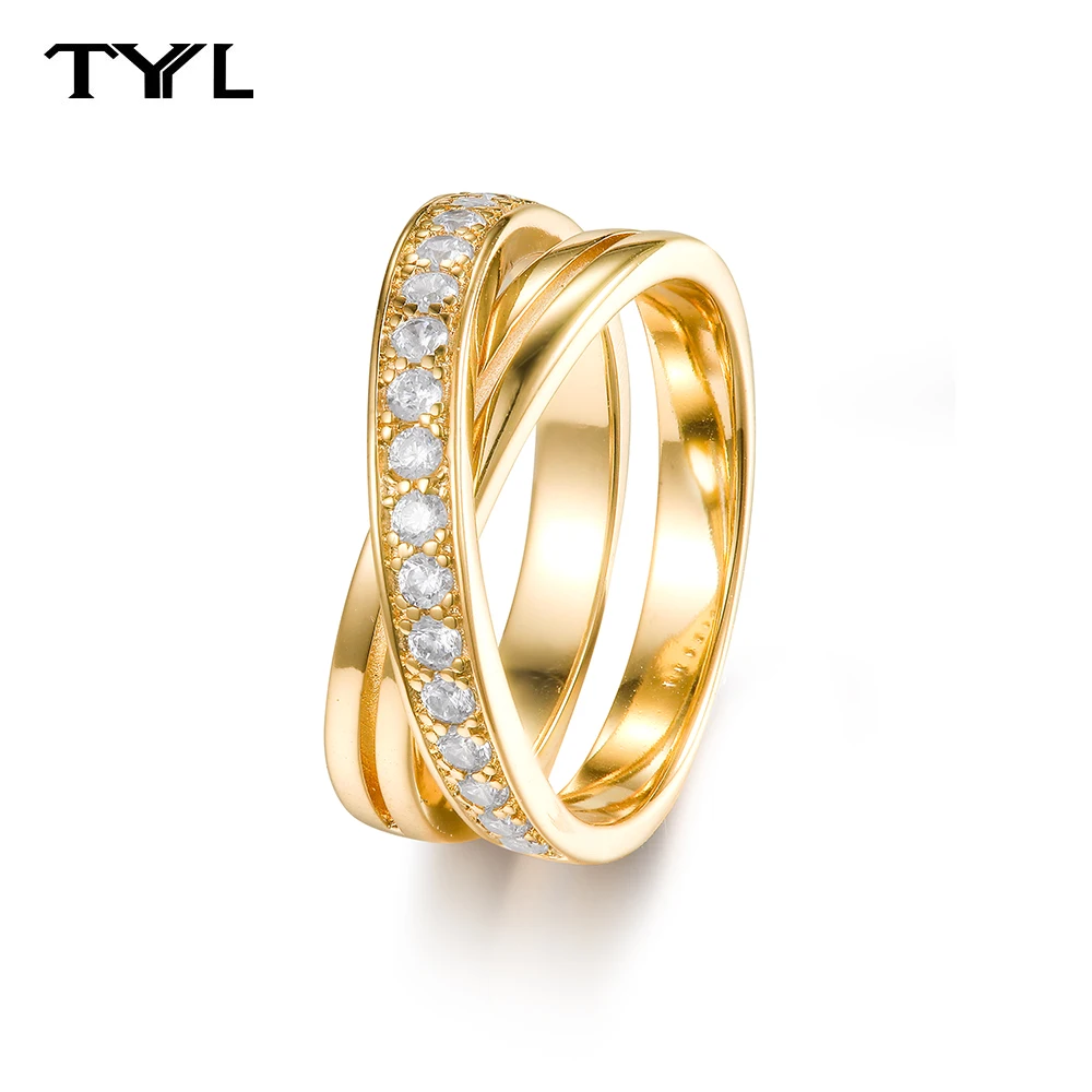 

TYYL Luxury X Shape Cross Ring with Zircon Engagement Wedding Promise Gold Silver Color Ring for Women Fashion Jewelry Gift