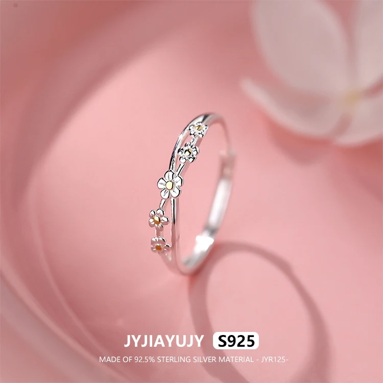

JYJIAYUJY 100% Whole Original Sterling Silver S925 Adjustable Ring In Stock 3MM Peach blossom Fashion Jewelry Gift Daily JYR125