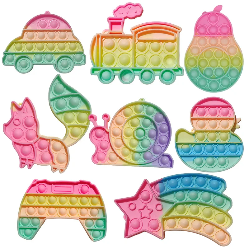 1-5 قطعة قوس قزح سيليكون الضغط اللعب أنماط لطيف فقاعة فنجر لعبة الإجهاد الإغاثة ضغط اللعب الحسية متعة حفلة Favors #2