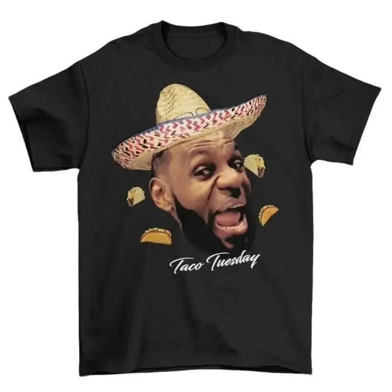 Funny Meme LeBron Taco Tuesday Graphic T-Shirt, Taco Bells Shirt, James Basketball Player Playoffs Tee, Basketball Fans Tee, Funny Meme Menswear Top