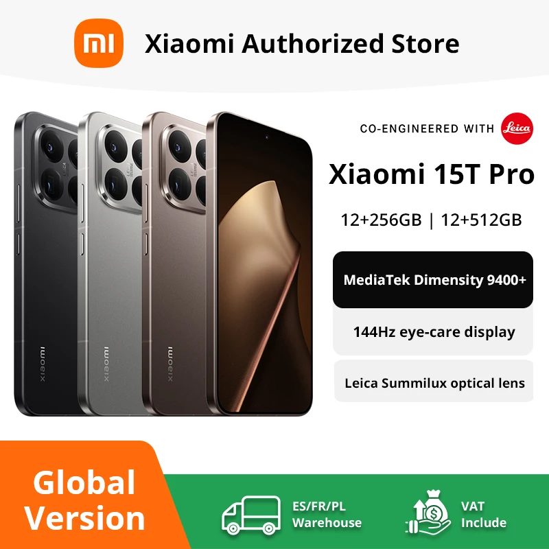 Xiaomi 15T Pro Version Globale, Appareil Photo Leica 50MP, Processeur MTK Dimensity 9400+, Écran AMOLED 6,83 pouces 144Hz, NFC, Smartphone 5G