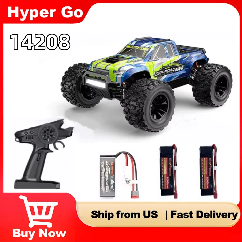 MJX Hyper Go 14208 RC Car 4WD Brushless Motor 45A ESC 6KG Servo 41-53KM/H Off-road Monster Truck 2.4GHz 120M Control Distance