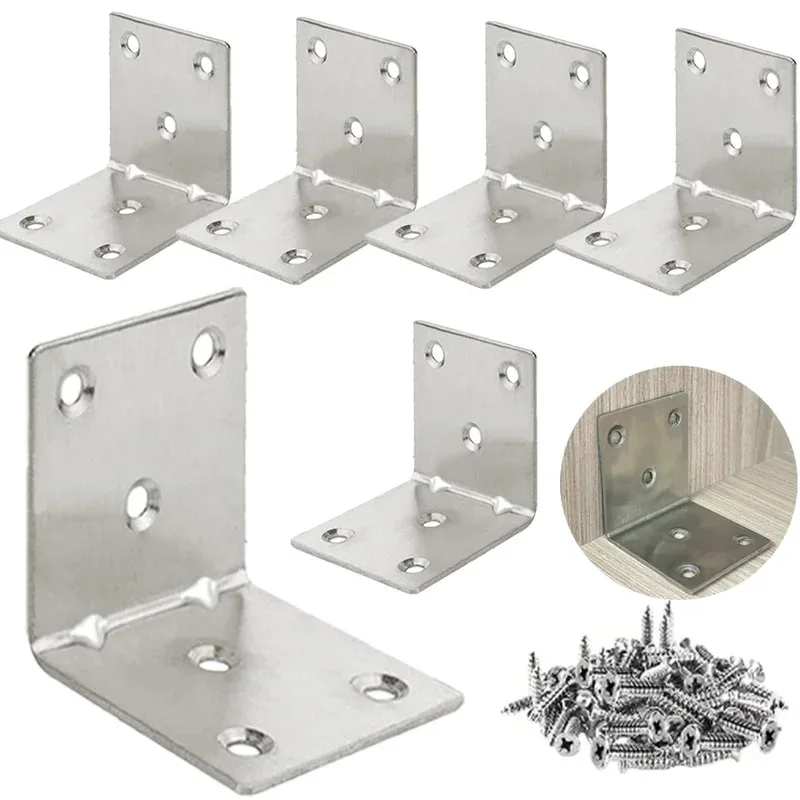 

5Pcs L bracket Stainless steel metal Angle bracket Wooden cabinet bed heavy duty L bracket shelf 90 degree right