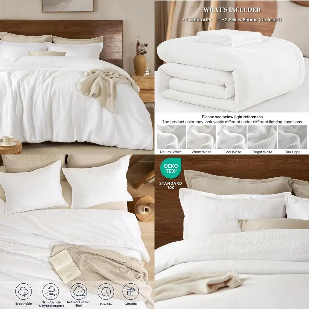 

King Size PHF Cotton Muslin Comforter Set - Ultra Soft, Breathable, Lightweight Bedding for Year-Round Comfort, Includes 3 Piece