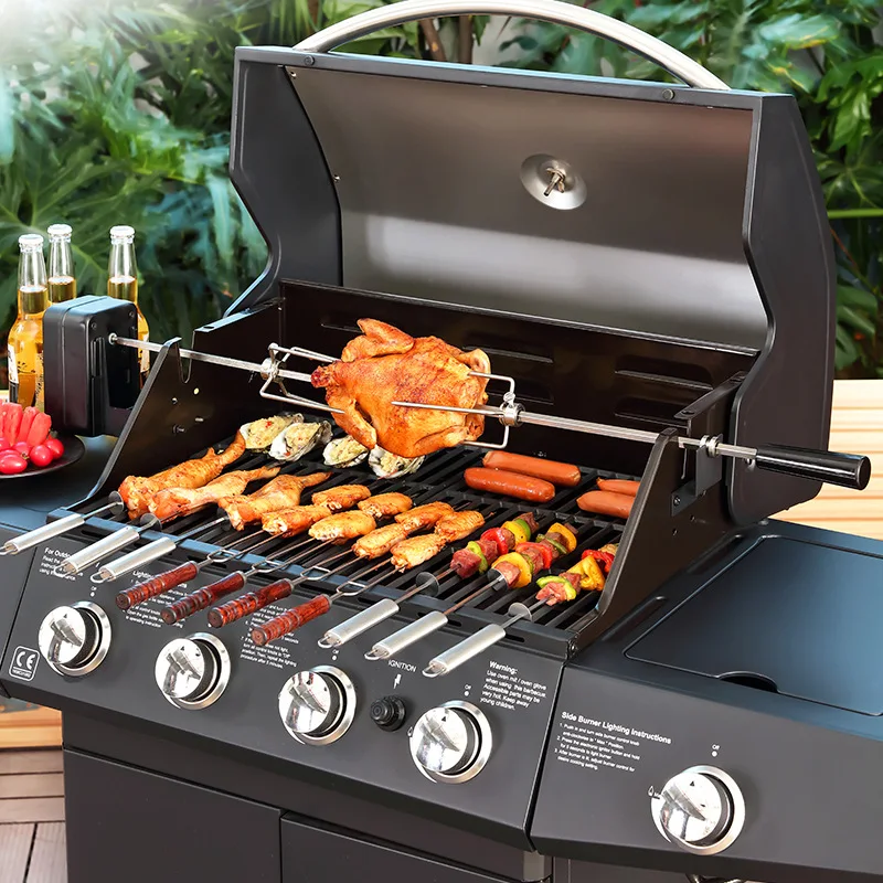 Gas barbecue grill Outdoor household smokeless liquefied gas Multifunctional thickened barbecue grill Garden gas stew oven