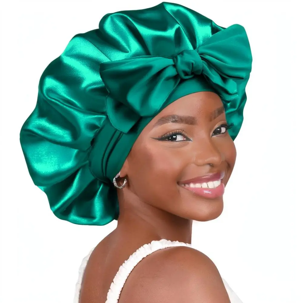 Women Adjustable Satin Hair Bonnet Silk Feel Sleeping Cap Wide Band Night Hat For Hair Beauty And Protection Head Accessory