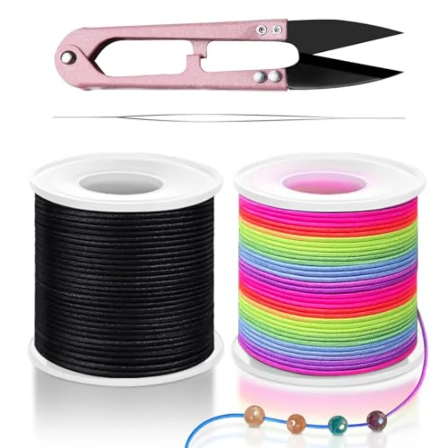 Stretchy String for Bracelets, Necklaces, Bead Stringing, Jewelry Making, Hair Braiding, and Crafts. Diameter: 1mm, Length: 330