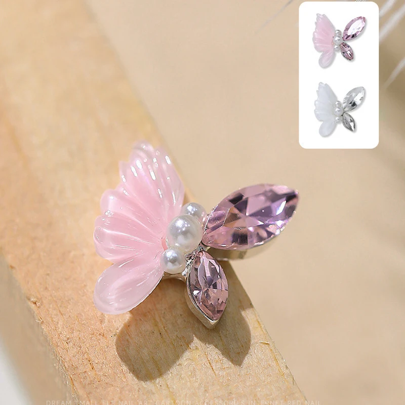 5pcs Wearable Nail Polishing Desire Ice Crystal Butterfly Nail Art New Style Accessories